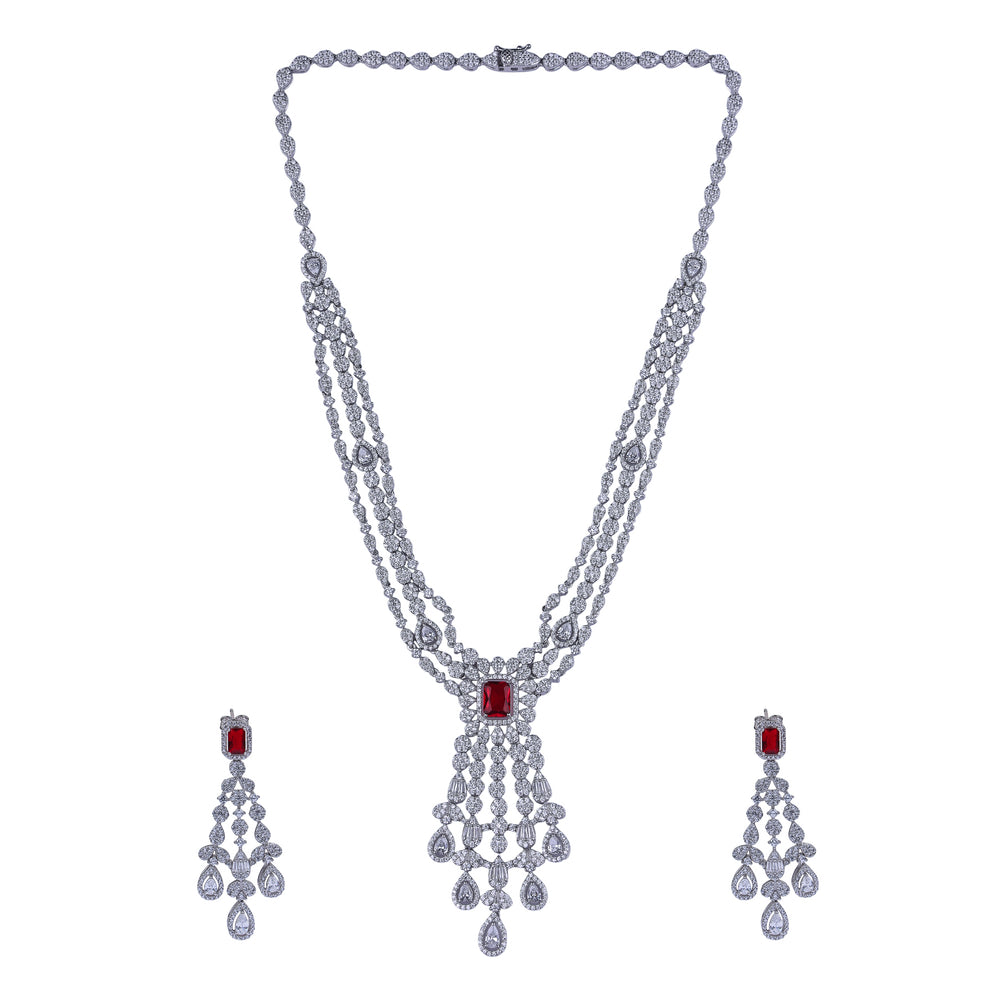 Eterna Scarlet 92.5 Silver Necklace set