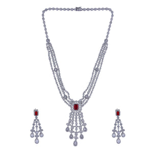 Eterna Scarlet 92.5 Silver Necklace set