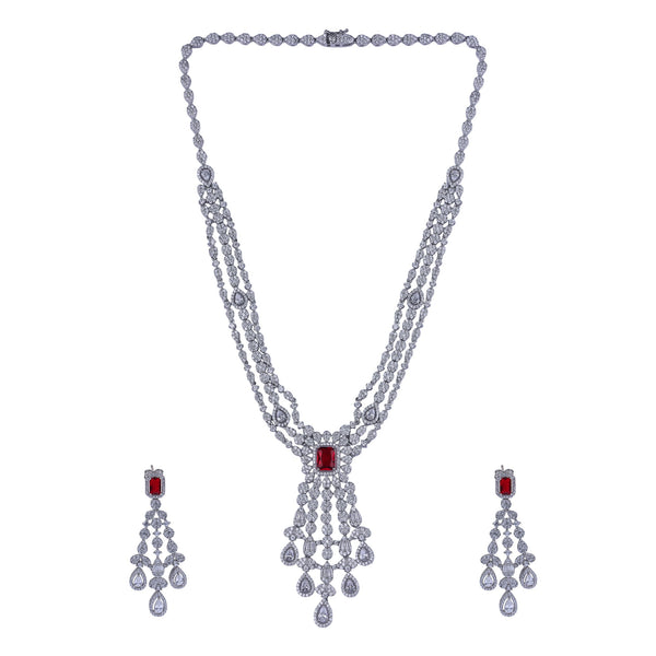 Eterna Scarlet 92.5 Silver Necklace set