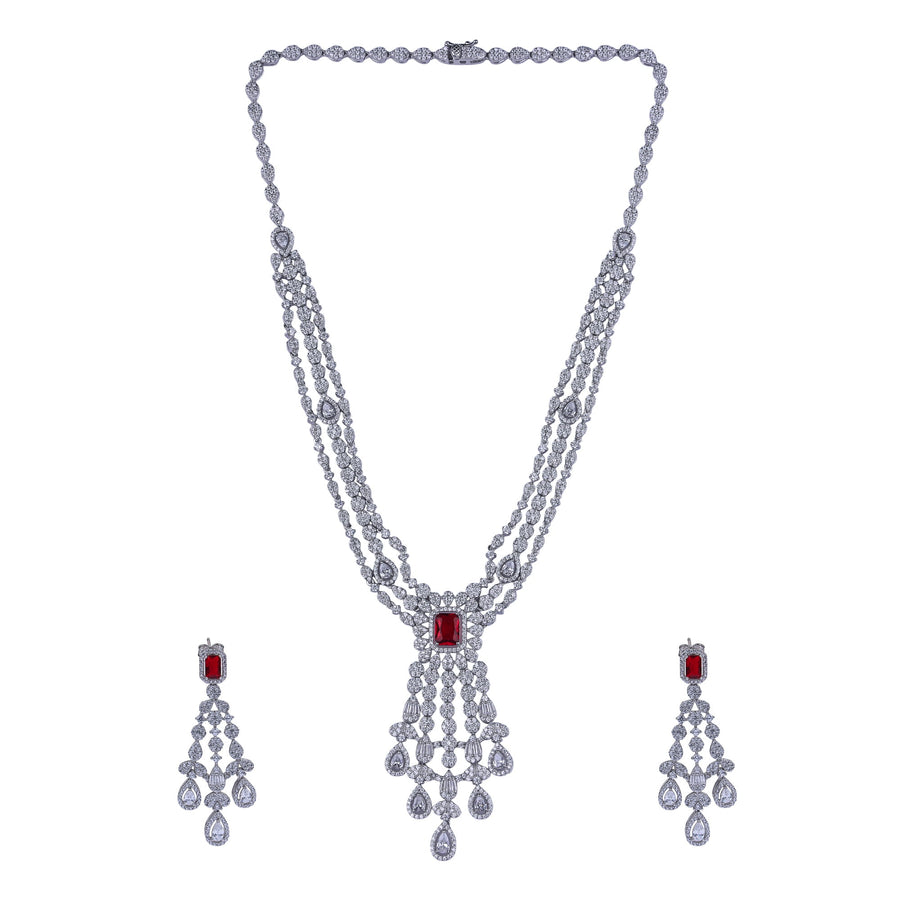 Eterna Scarlet 92.5 Silver Necklace set