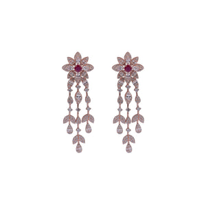 Crimson Cascade Silver Necklace Set