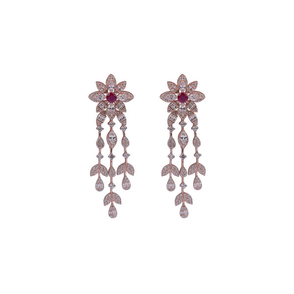 Crimson Cascade Silver Necklace Set