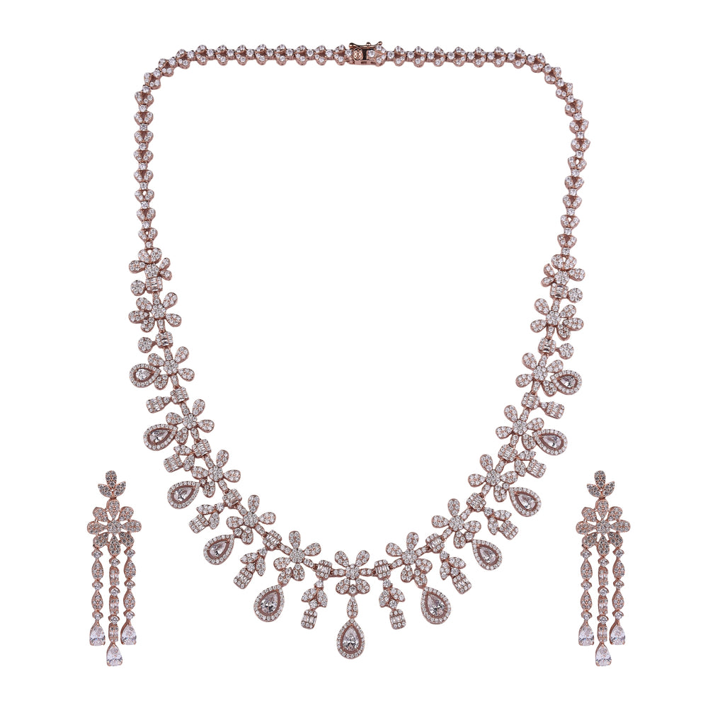 Celeste Flora 92.5 Silver Necklace Set