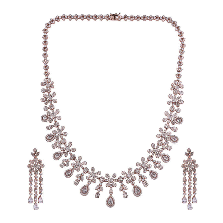 Celeste Flora 92.5 Silver Necklace Set