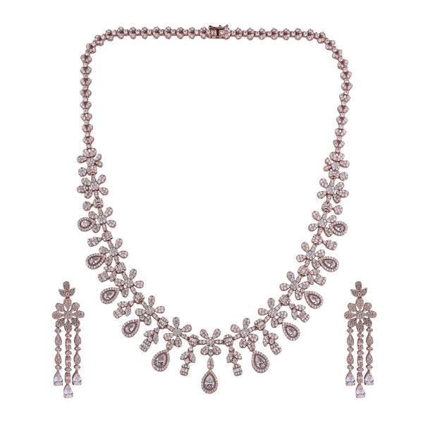 Celeste Flora 92.5 Silver Necklace Set