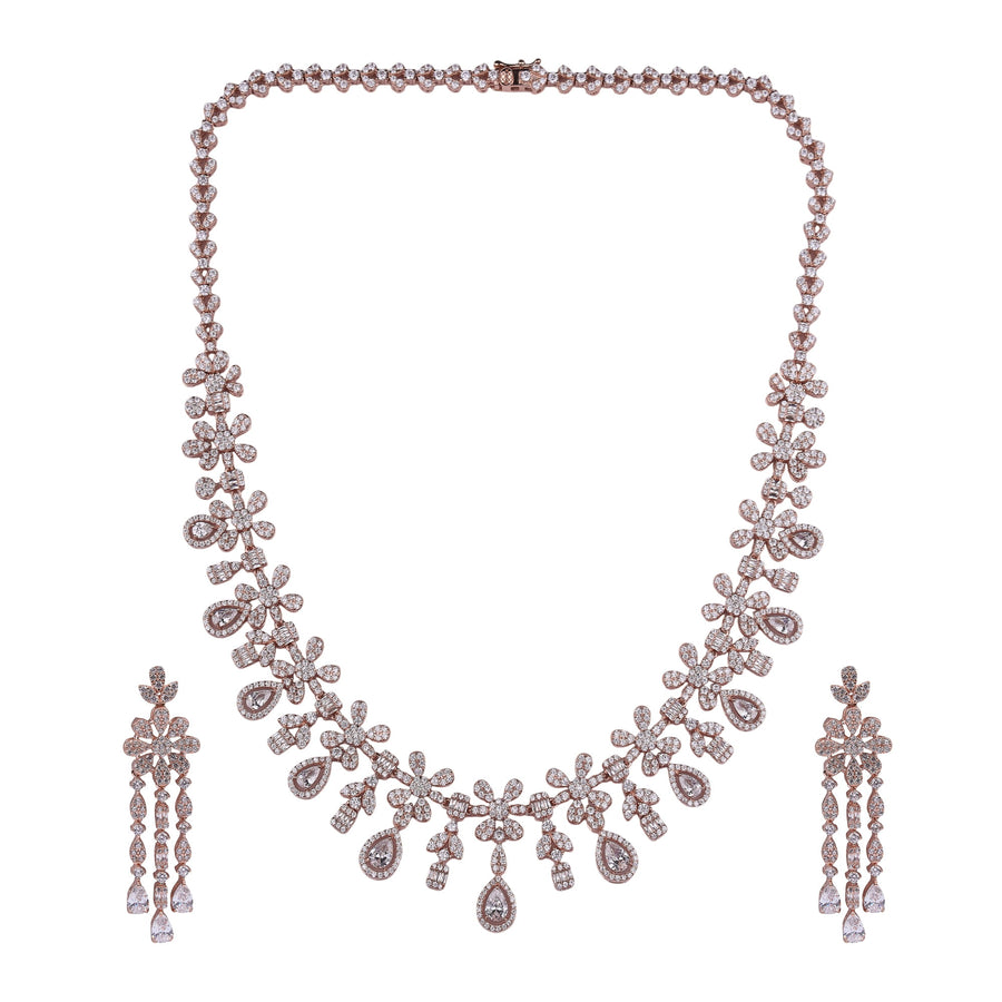 Celeste Flora 92.5 Silver Necklace Set