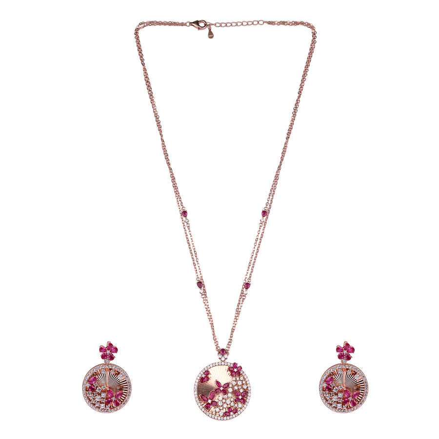 Red Celeste Flora Pendant Set
