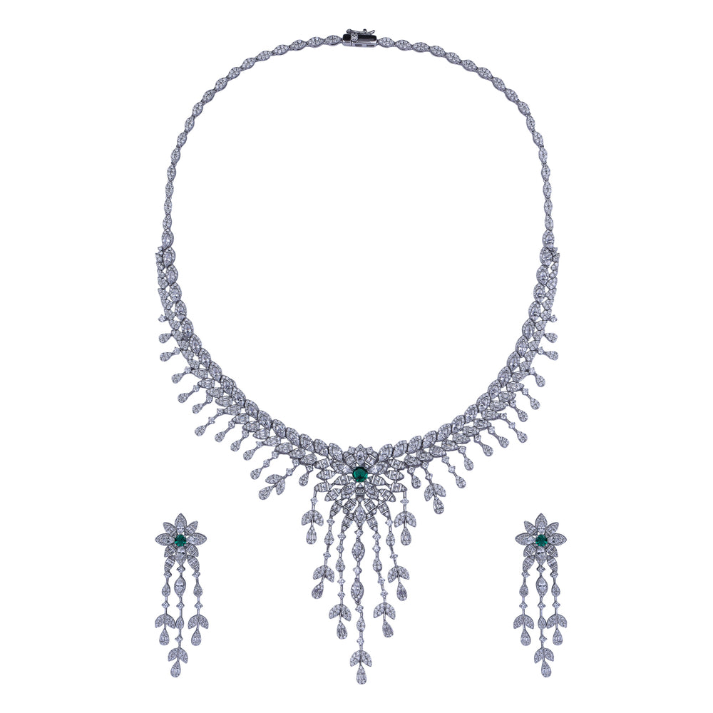 Emerald Bloom Silver Set
