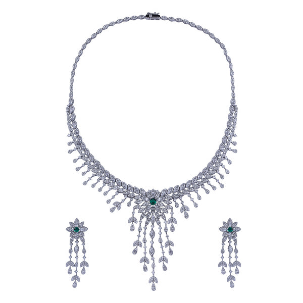 Emerald Bloom Silver Set