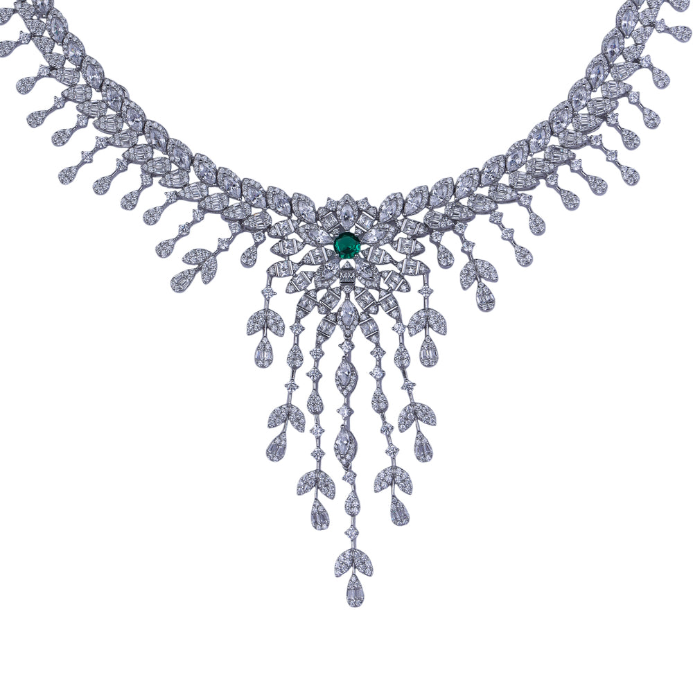 Emerald Bloom Silver Set