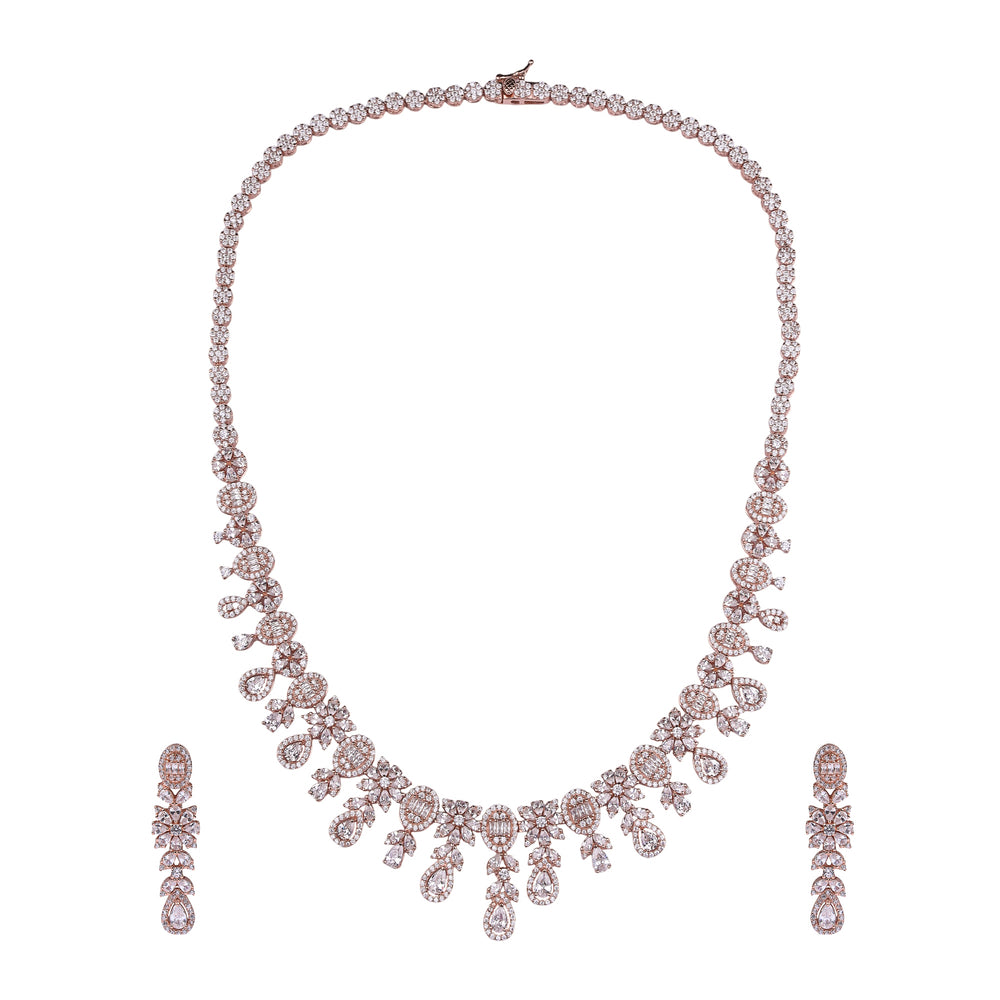 Aurora Drape Silver Necklace Set