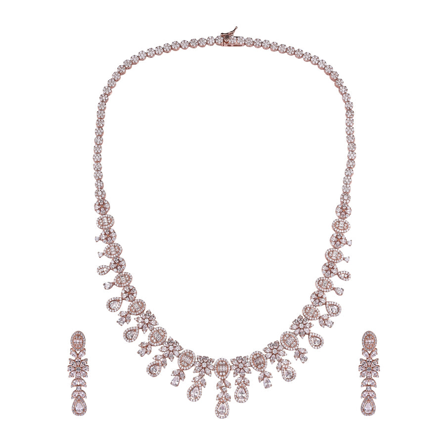 Aurora Drape Silver Necklace Set