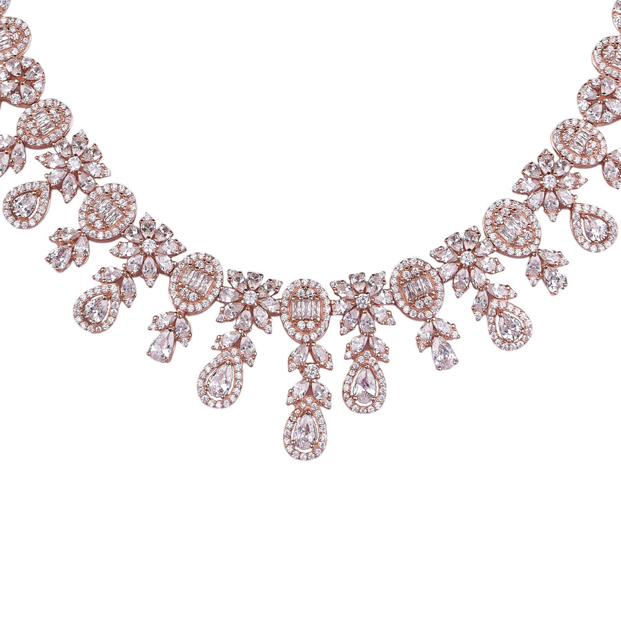 Aurora Drape Silver Necklace Set