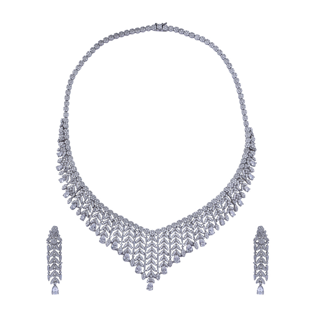 Aurora Lattice Silver Necklace Set