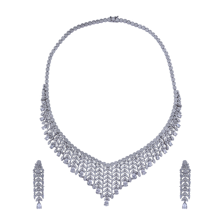 Aurora Lattice Silver Necklace Set