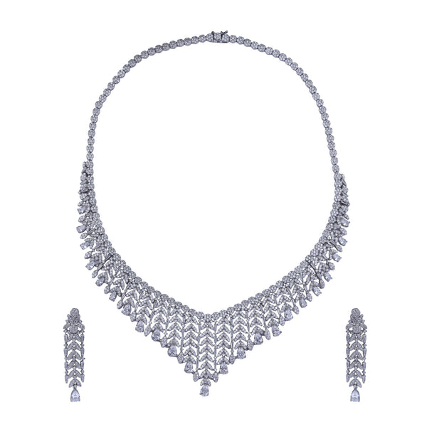 Aurora Lattice Silver Necklace Set