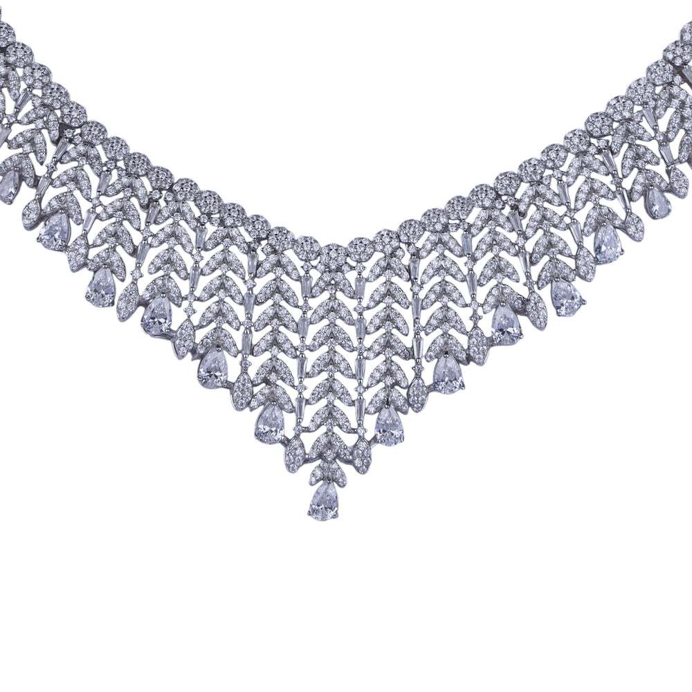 Aurora Lattice Silver Necklace Set