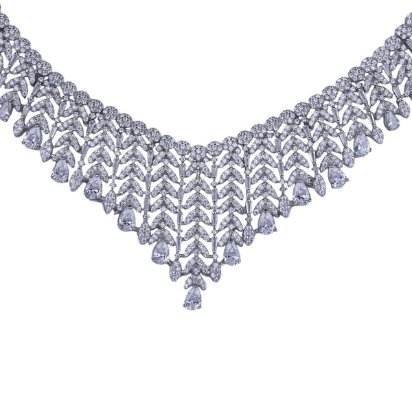 Aurora Lattice Silver Necklace Set