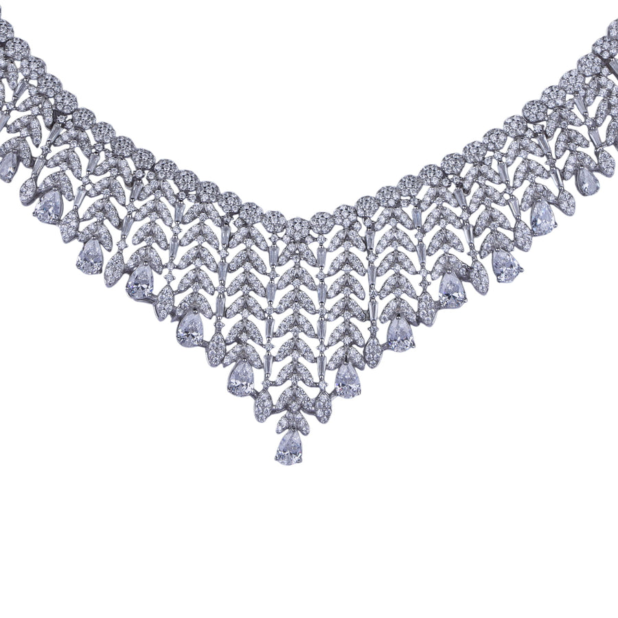 Aurora Lattice Silver Necklace Set