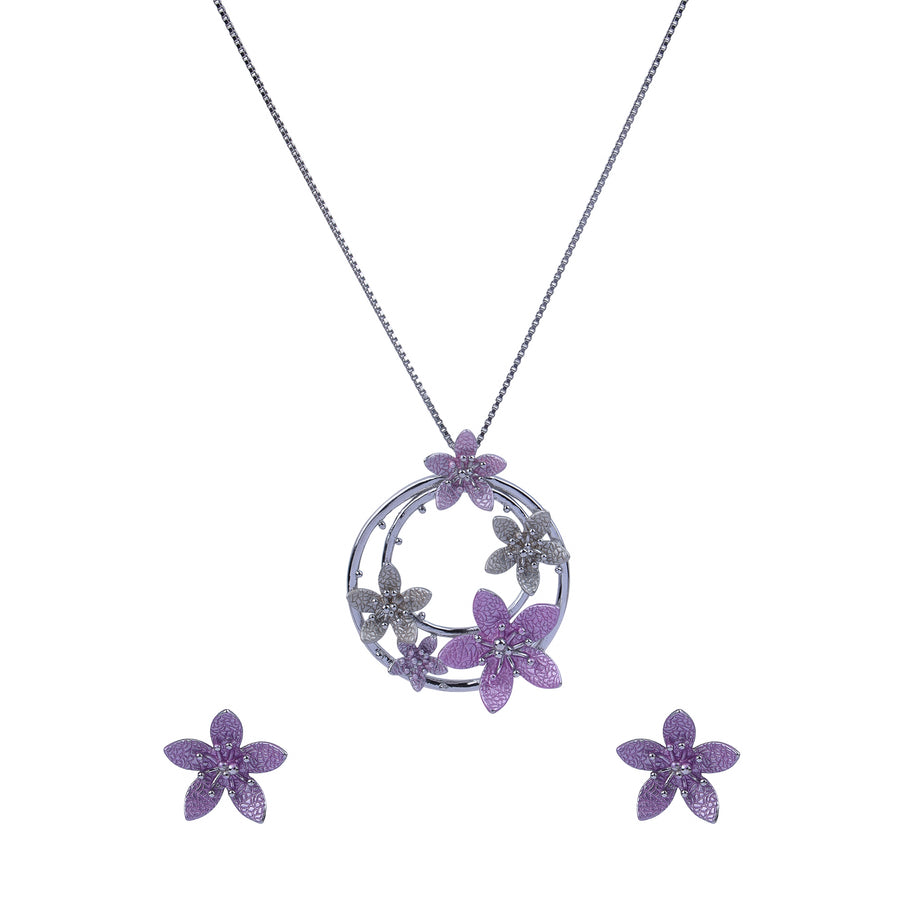 Moonlit Orchid Silver Pendant Set