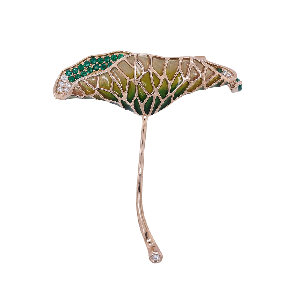 Serene Lotus Leaf Brooch