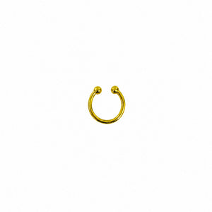 Gold nose ring on a white background