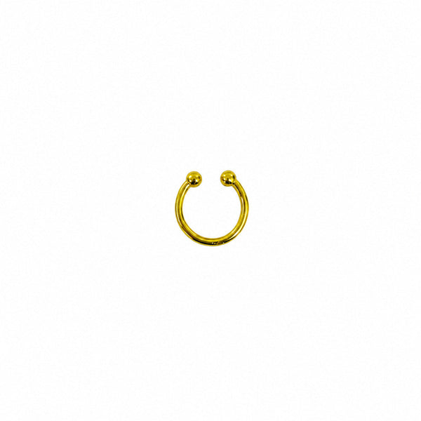 Gold nose ring on a white background