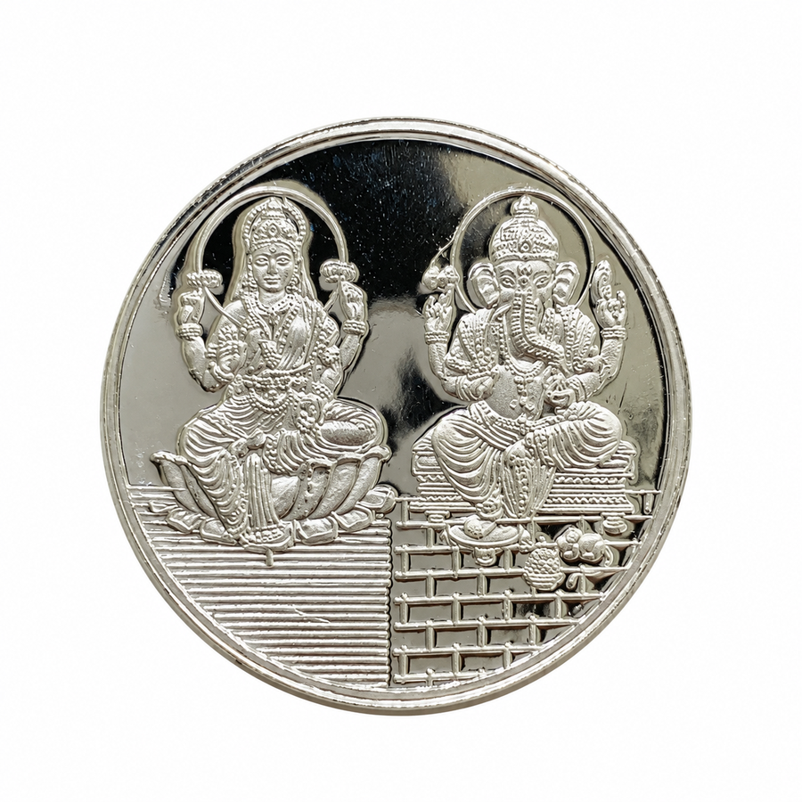 Lakshmi -Ganesha  Pure 999 Silver Coin