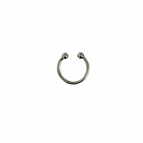 Silver nose ring on a white background